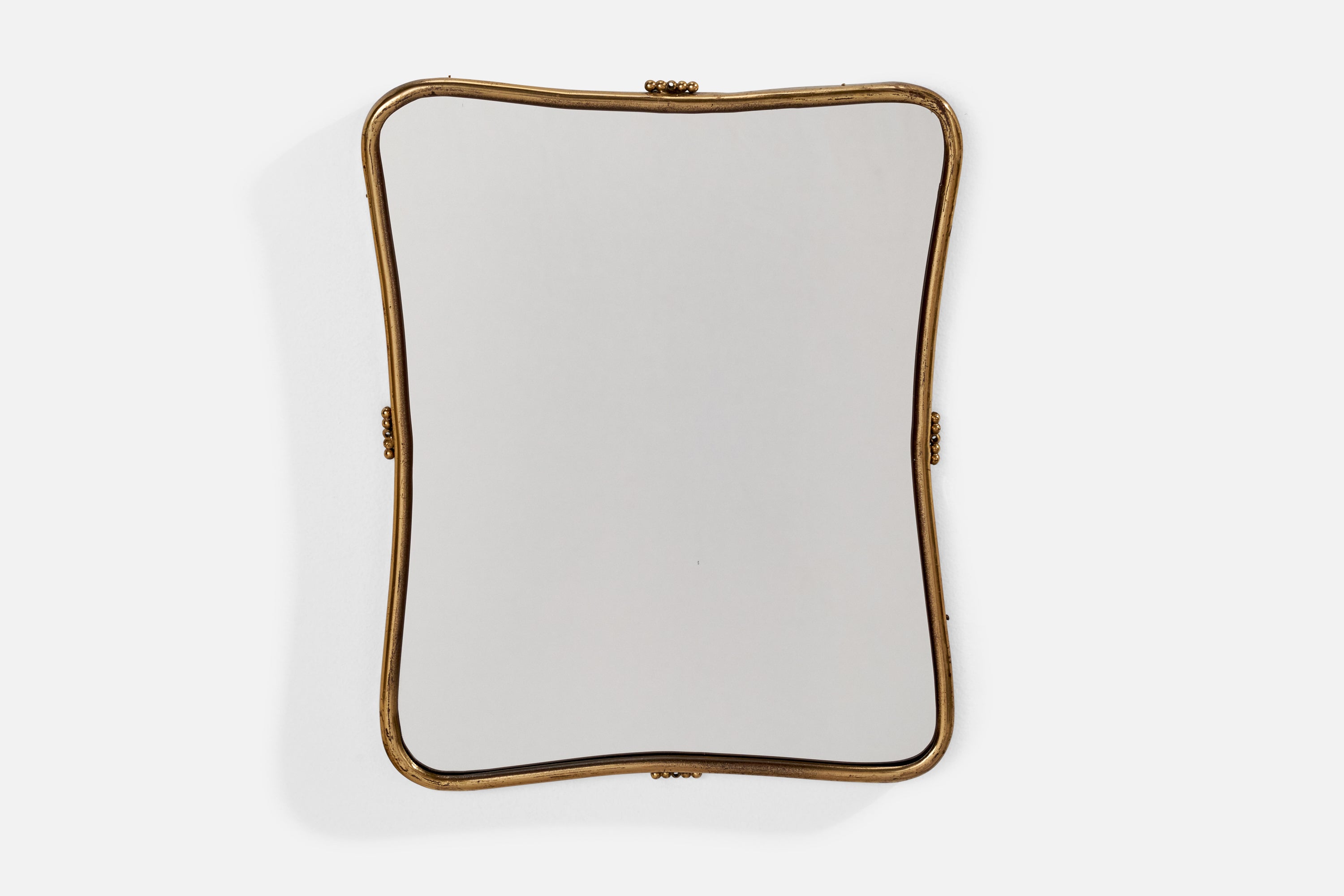 Italian Designer, Wall Mirror, Brass, Italy, 1940s For Sale