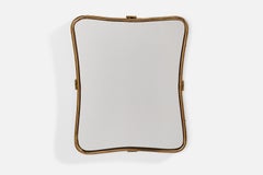 Diseñador italiano, Espejo de pared, Latón, Italia, Década de 1940