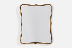 Italian Designer, Wall Mirror, Brass, Italy, 1940s