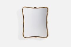 Italian Designer, Wall Mirror, Brass, Italy, 1940s