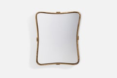 Italian Designer, Wall Mirror, Brass, Italy, 1940s