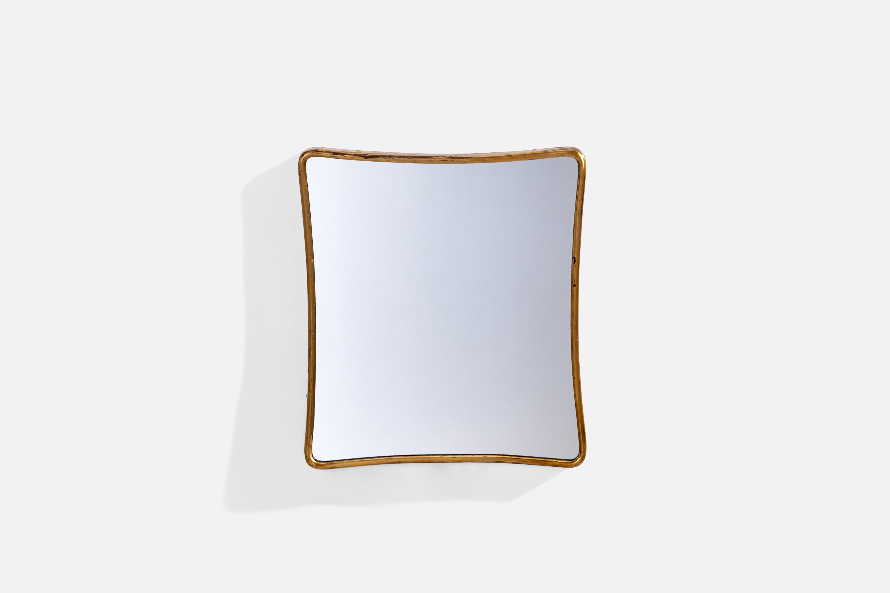 Specchio da parete di design italiano, ottone, Italia, anni '40