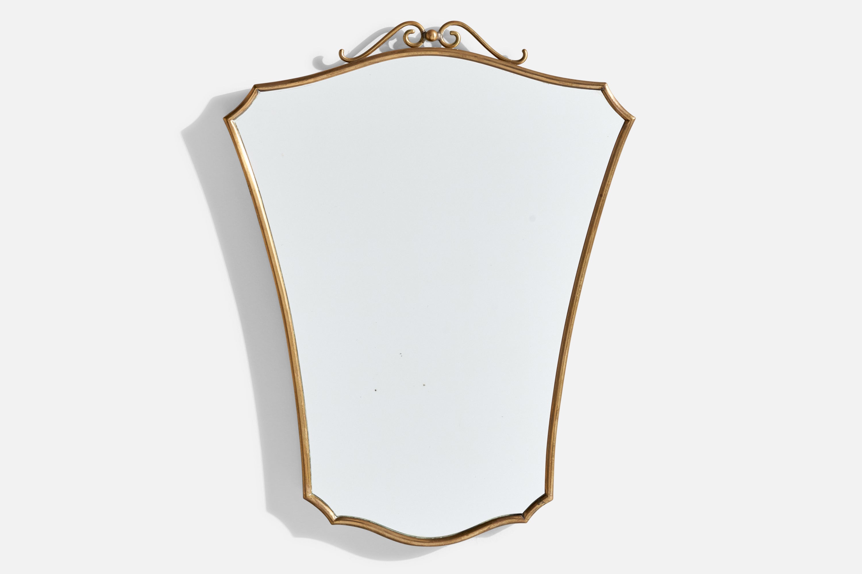 Italian Designer, Wall Mirror, Brass, Italy, 1940s