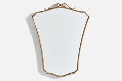 Italian Designer, Wall Mirror, Brass, Italy, 1940s