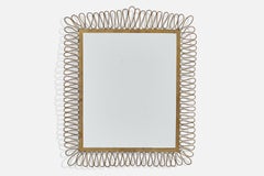 Italian Designer, Wall Mirror, Brass, Italy, 1940s