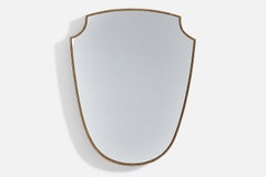 Italienischer Designer, Wandspiegel, Messing, Italien, 1940er Jahre
