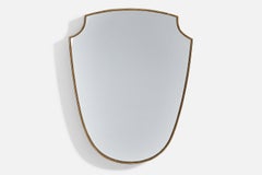 Italian Designer, Wall Mirror, Brass, Italy, 1940s