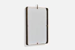Italian Designer, Wall Mirror, Brass, Italy, 1950s