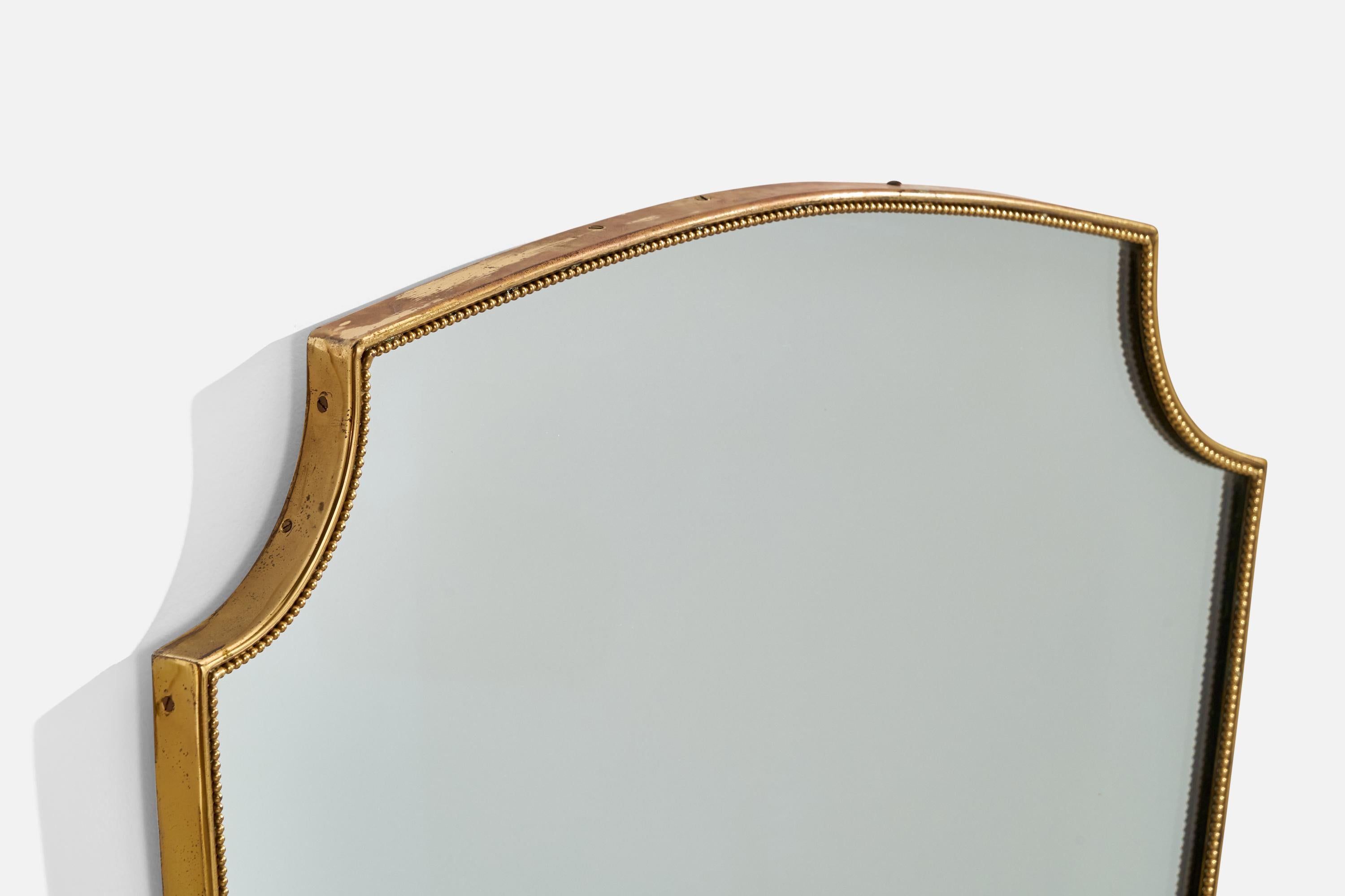 Italian Designer, Wall Mirror, Brass, Italy, 1950s In Good Condition For Sale In High Point, NC