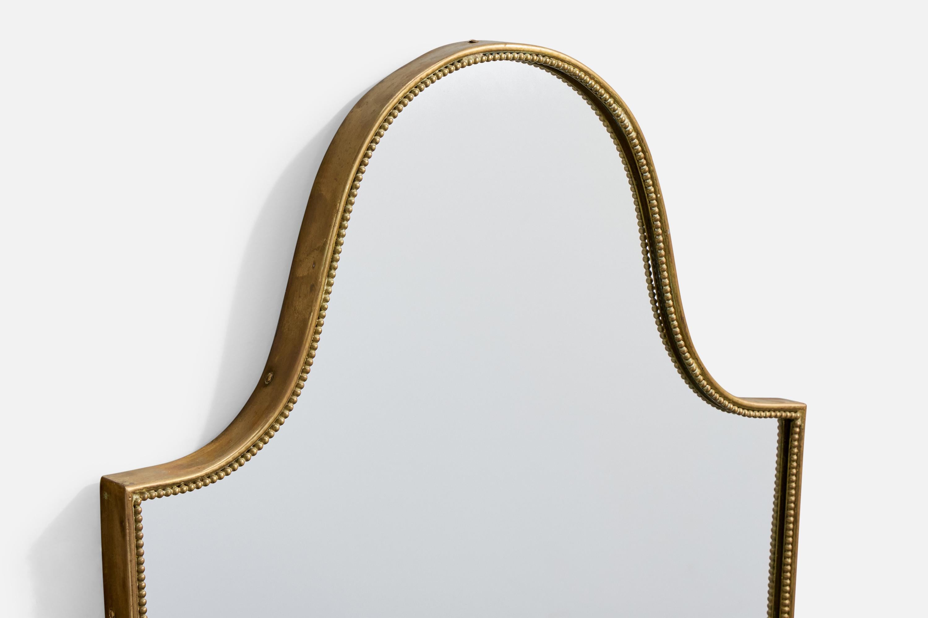Diseñador italiano, Espejo de pared, Latón, Italia, Década de 1950 Italiano en venta