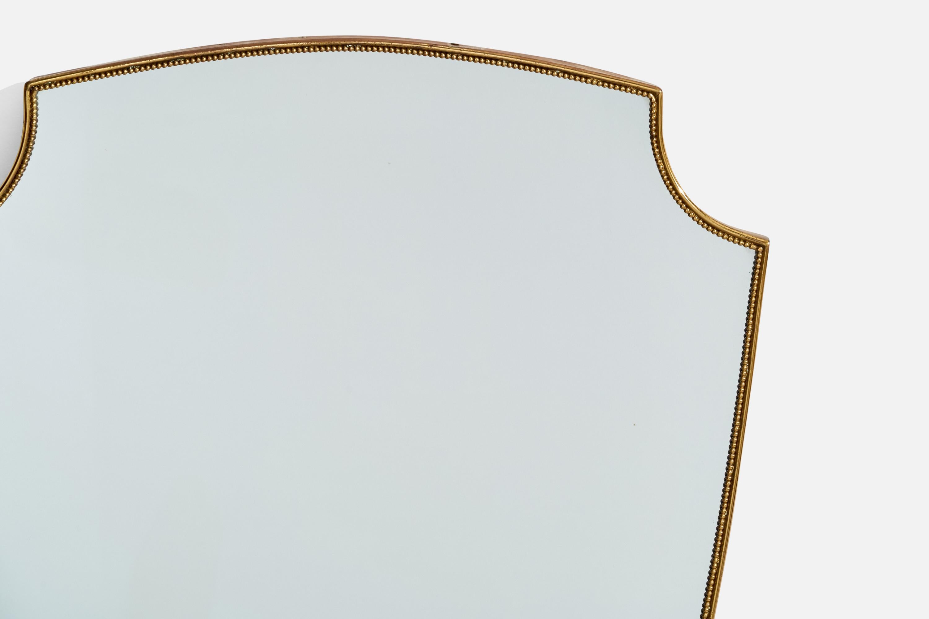 Mid-20th Century Italian Designer, Wall Mirror, Brass, Italy, 1950s For Sale