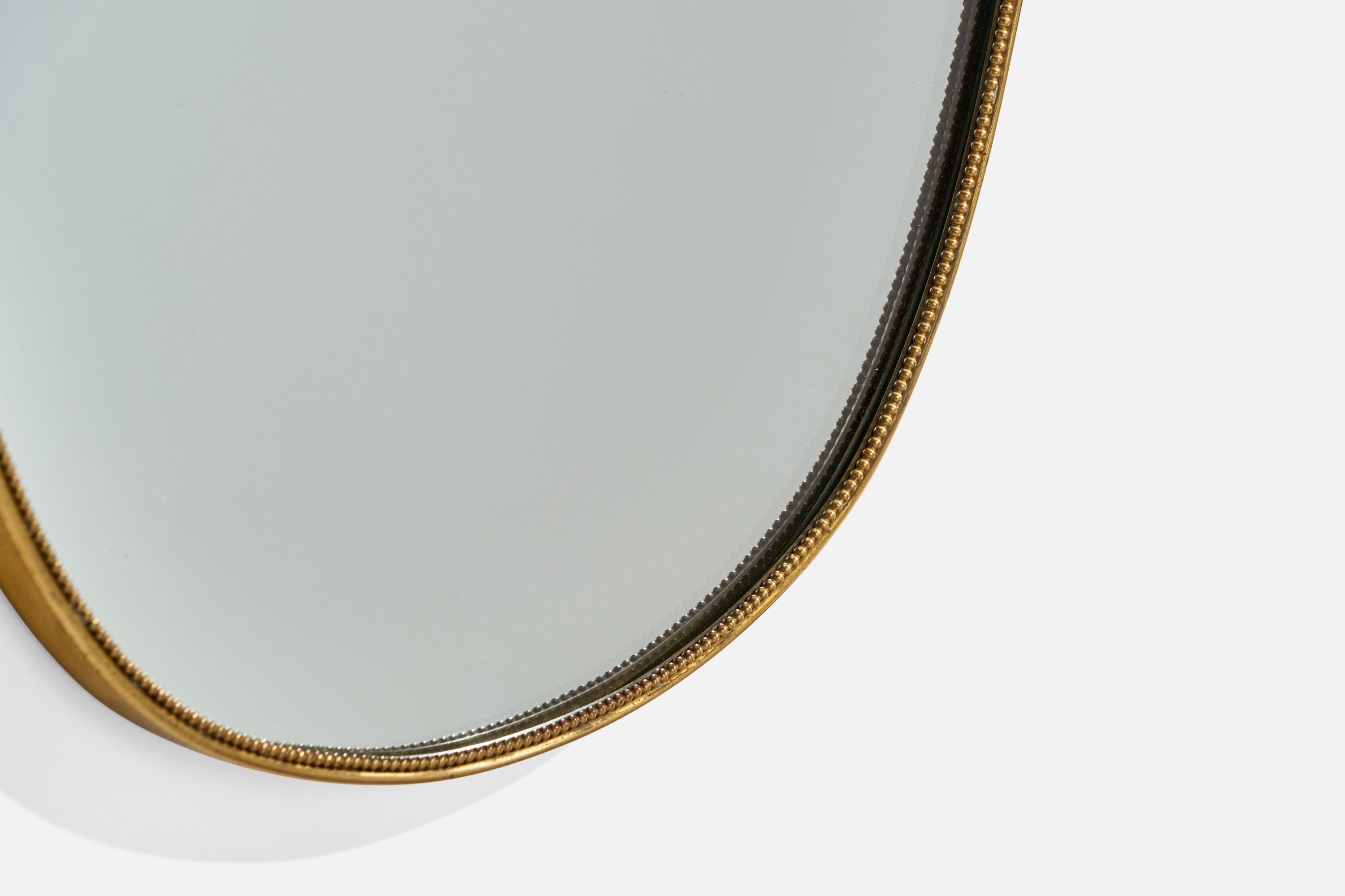 Italian Designer, Wall Mirror, Brass, Italy, 1950s For Sale 2