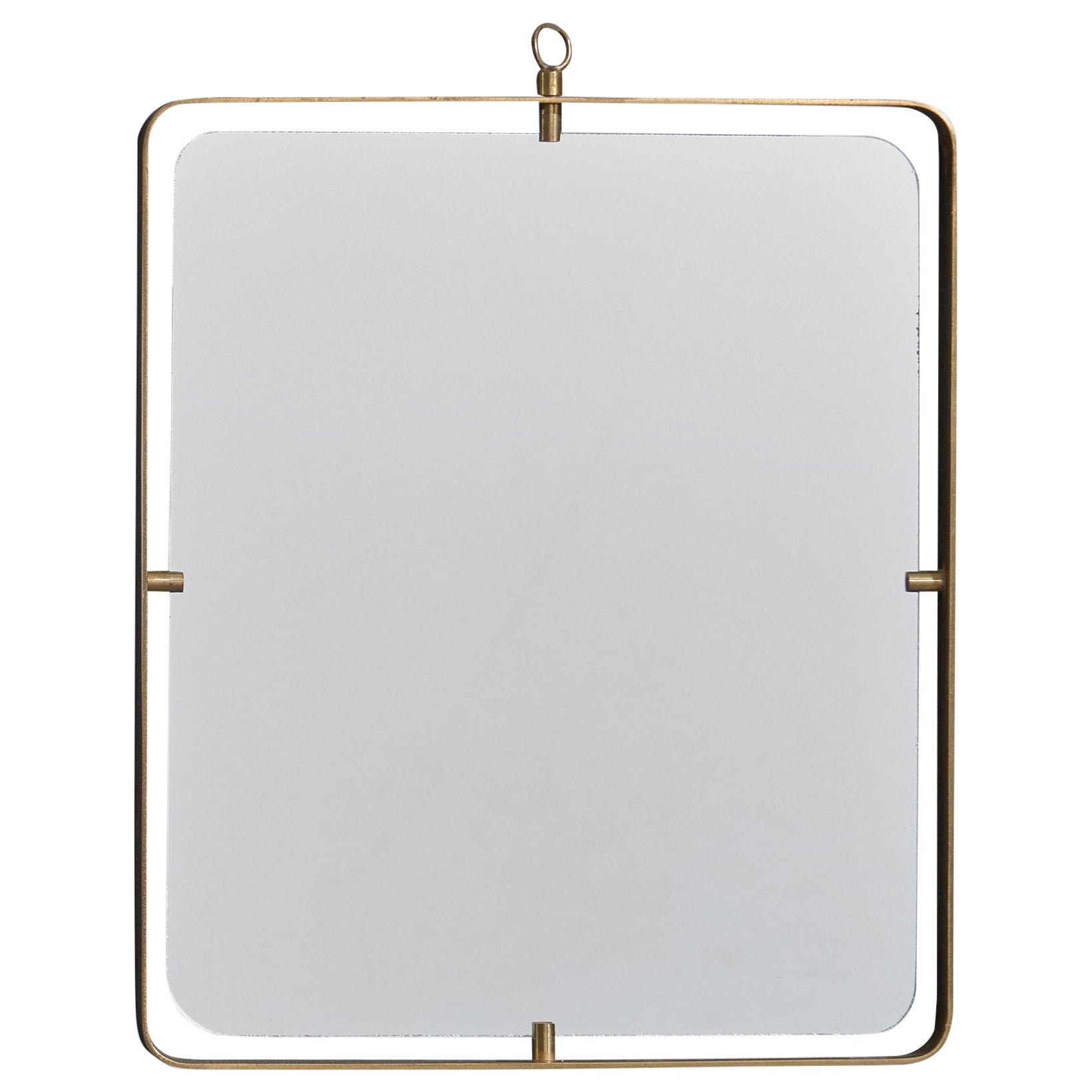 Italian Designer, Wall Mirror, Brass, Italy, 1950s