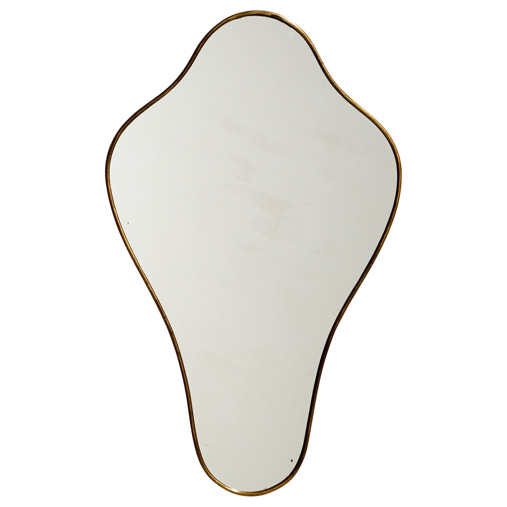 Italian Designer, Wall Mirror, Brass, Italy, c. 1940s For Sale
