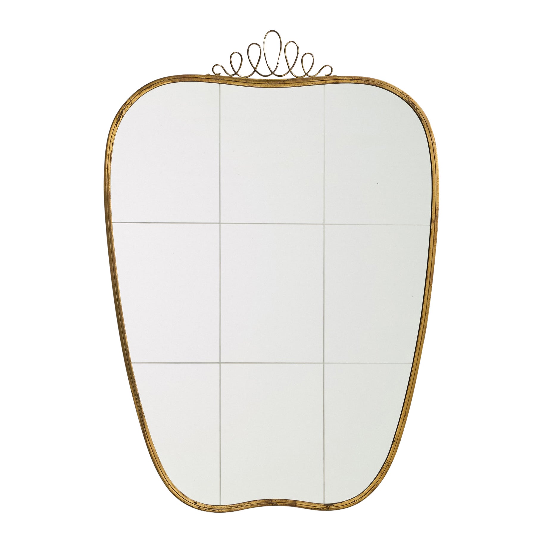 Italian Designer, Wall Mirror, Brass, Italy, c. 1940s