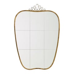 Italian Designer, Wall Mirror, Brass, Italy, c. 1940s