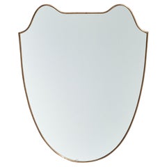 Créateur italien, miroir mural, laiton, verre miroir, Italie, vers les années 1950