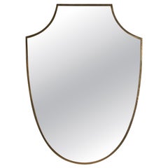 Diseñador italiano, Espejo de pared, Latón, Cristal de espejo, Italia, c. 1950