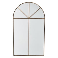 Specchio da parete di design italiano, ottone, vetro a specchio, Italia, 1950 ca.