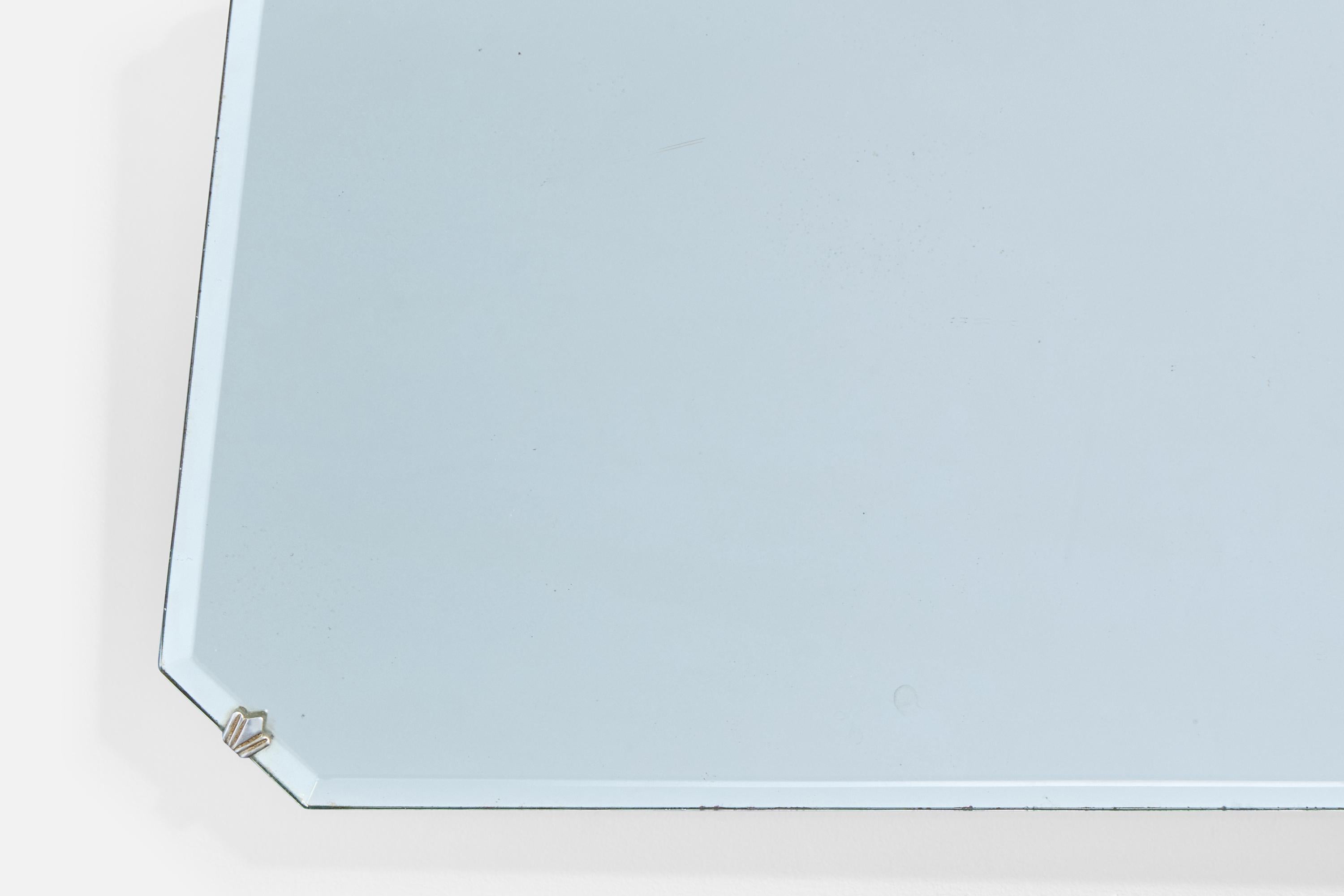 Metallo Specchio da parete di design italiano, ottone, metallo, Italia, anni '1930 in vendita