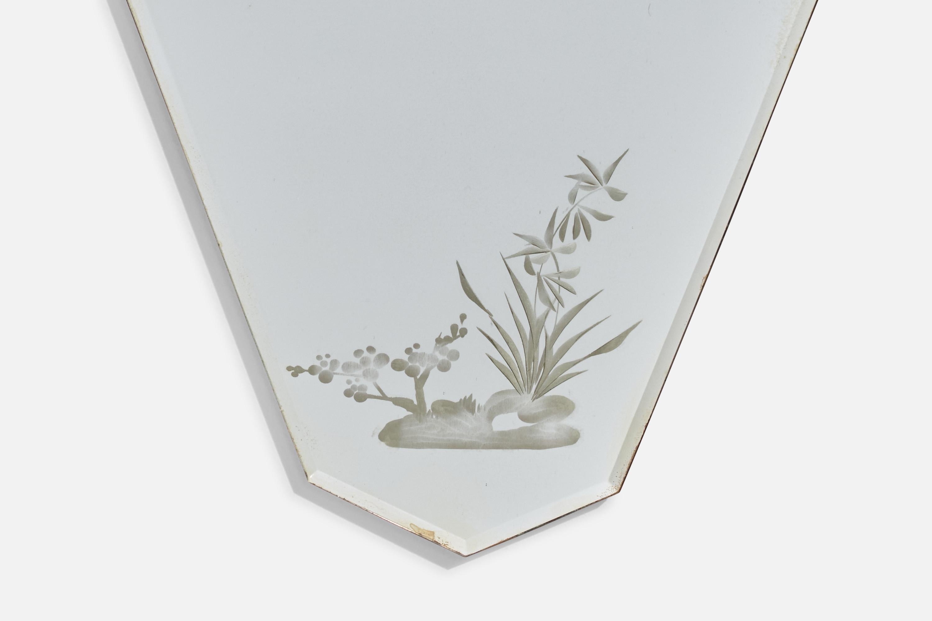 Italian Designer, Wall Mirror, Brass, Metal, Italy, 1940s For Sale 1