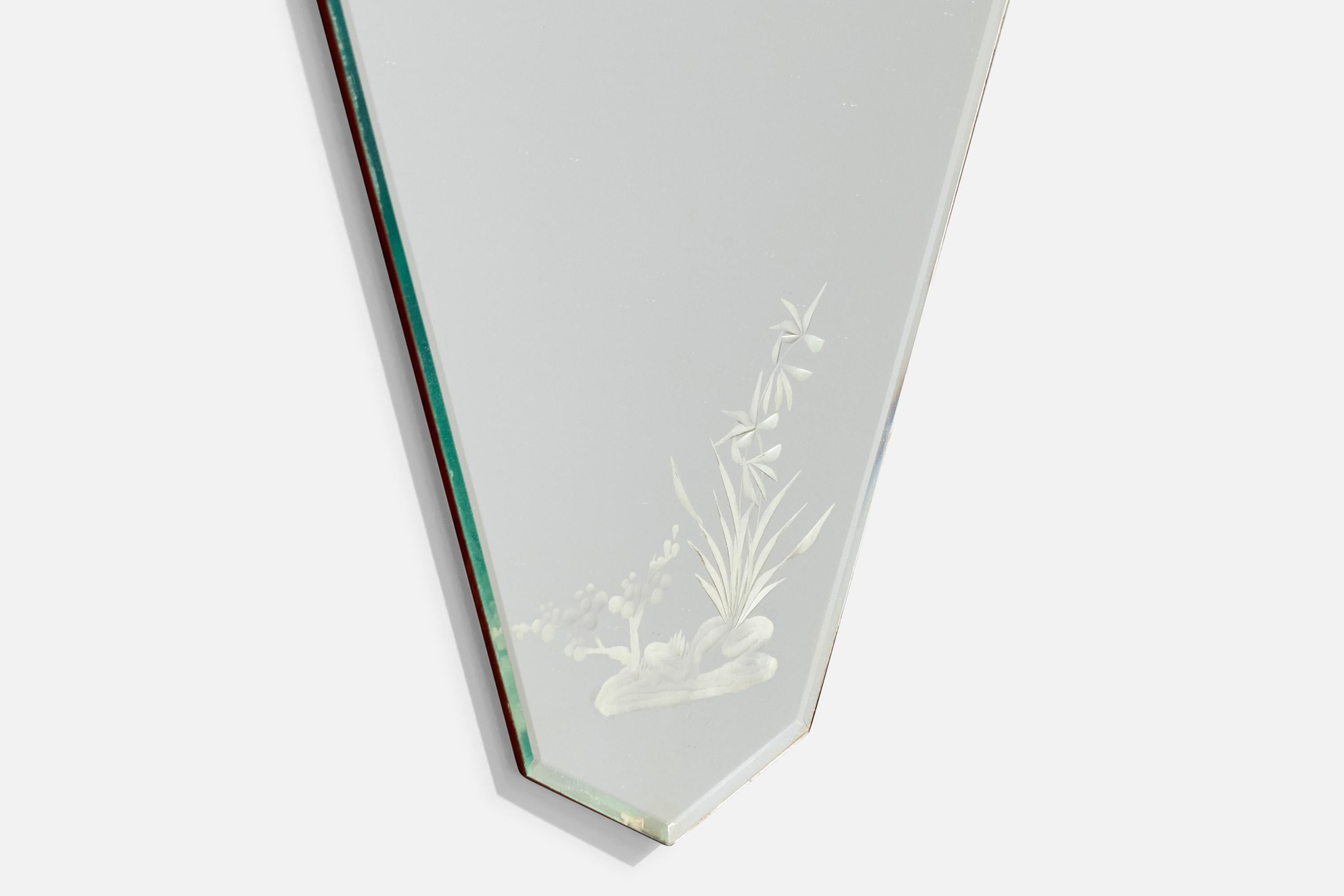 Italian Designer, Wall Mirror, Brass, Metal, Italy, 1940s For Sale 2