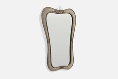 Italian Designer, Wall Mirror, Brass, Metal, Italy, 1950s