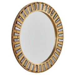 Italian Designer, Wall Mirror, Brass, Metal, Mirror Glass, Italy, c. 1940s