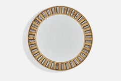 Italienischer Designer, Wandspiegel, Messing, Metall, Spiegelglas, Italien, ca. 1940er Jahre