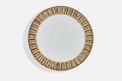 Italian Designer, Wall Mirror, Brass, Metal, Mirror Glass, Italy, c. 1940s