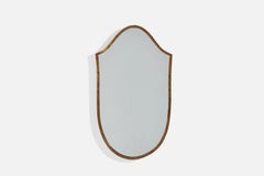 Specchio da parete di design italiano, ottone, vetro a specchio, Italia, anni '1940