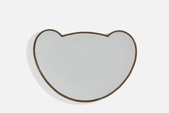 Specchio da parete di design italiano, ottone, vetro a specchio, Italia, anni '1940