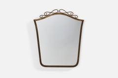 Italian Designer, Wall Mirror, Brass, Mirror Glass, Italy, 1940s
