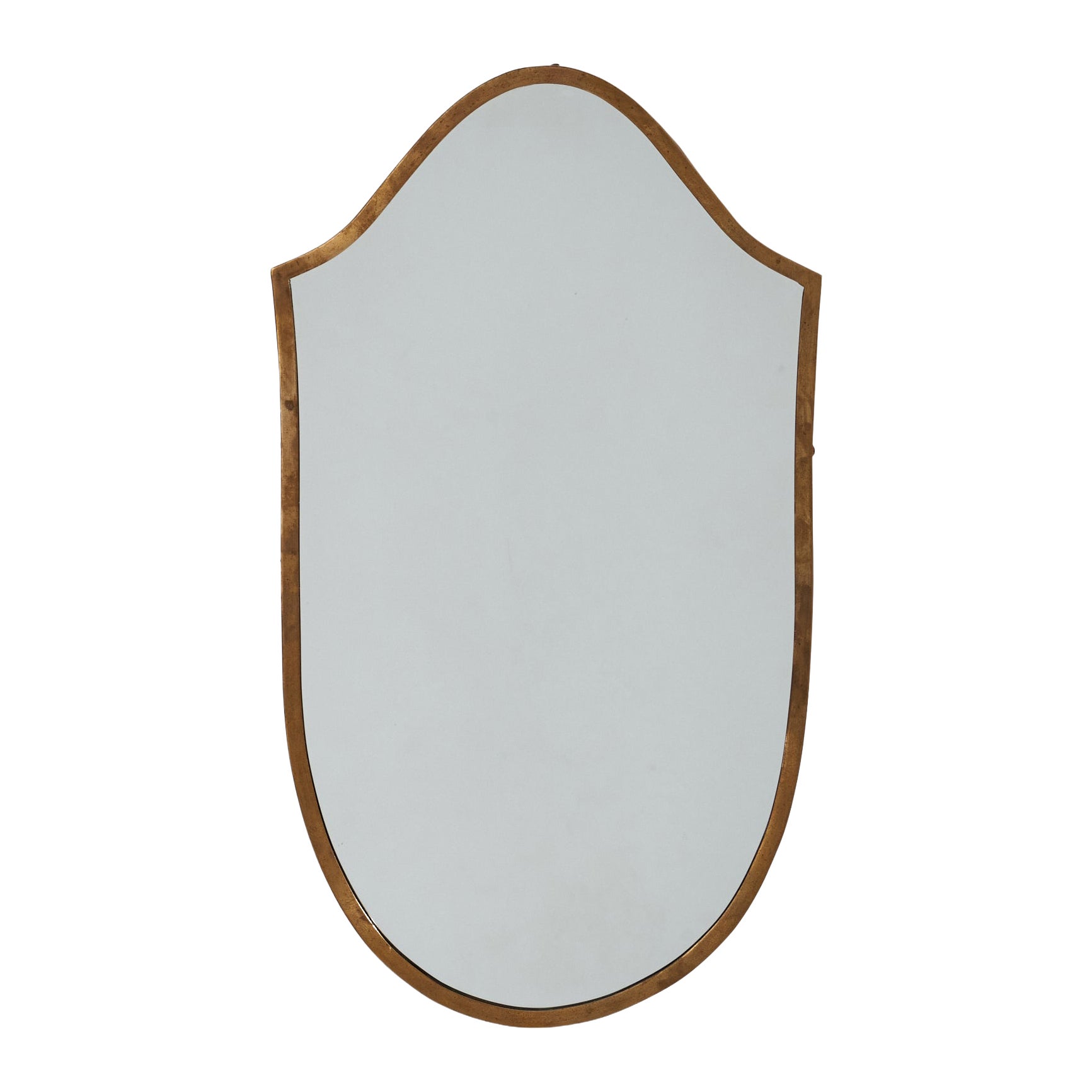 Italian Designer, Wall Mirror, Brass, Mirror Glass, Italy, 1940s