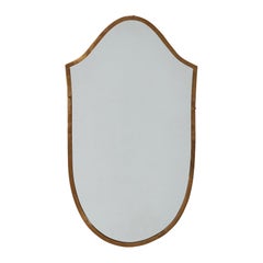 Specchio da parete di design italiano, ottone, vetro a specchio, Italia, anni '1940
