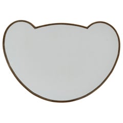 Specchio da parete di design italiano, ottone, vetro a specchio, Italia, anni '1940