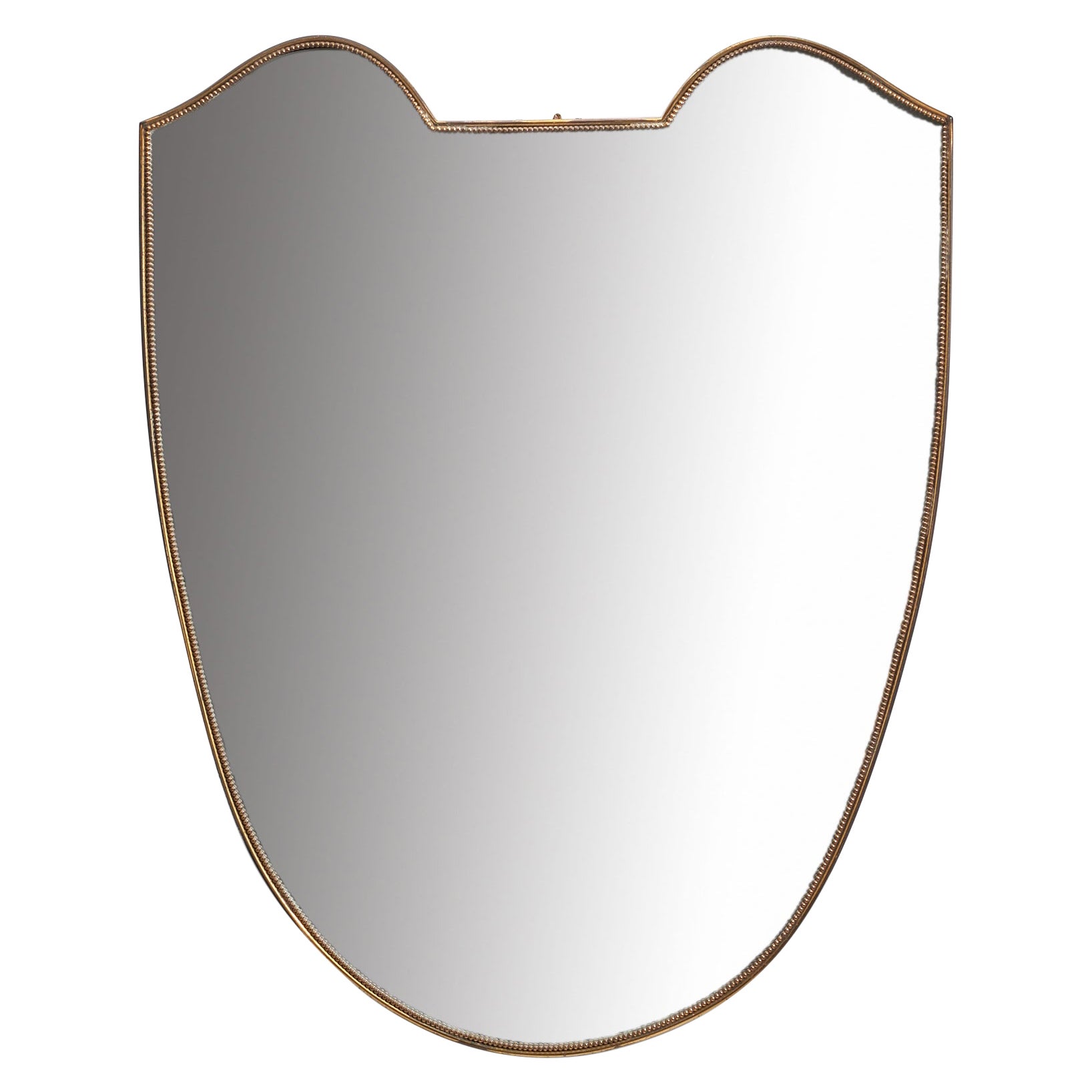 Specchio da parete di design italiano, ottone, vetro a specchio, Italia, anni '1940