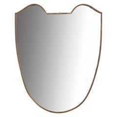 Specchio da parete di design italiano, ottone, vetro a specchio, Italia, anni '1940