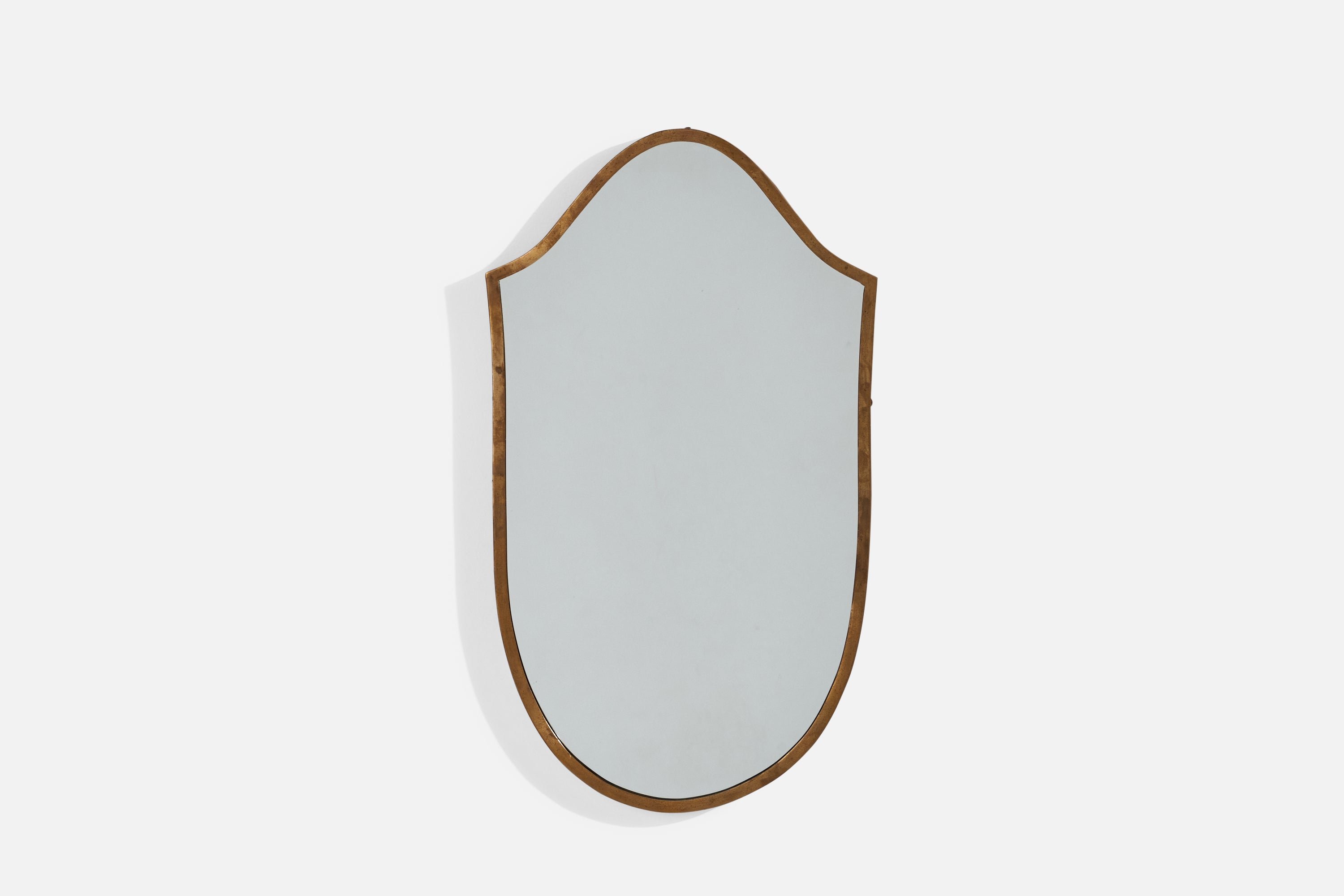 Italienischer italienischer Designer, Wandspiegel, Messing, Spiegelglas, Italien, 1940er Jahre