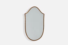 Italienischer italienischer Designer, Wandspiegel, Messing, Spiegelglas, Italien, 1940er Jahre