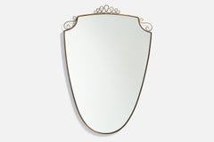 Designer italien, miroir mural, laiton, verre de miroir, Italie, années 1940