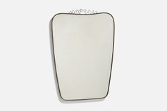 Italienischer Designer, Wandspiegel, Messing, Spiegelglas, Italien, 1940er Jahre