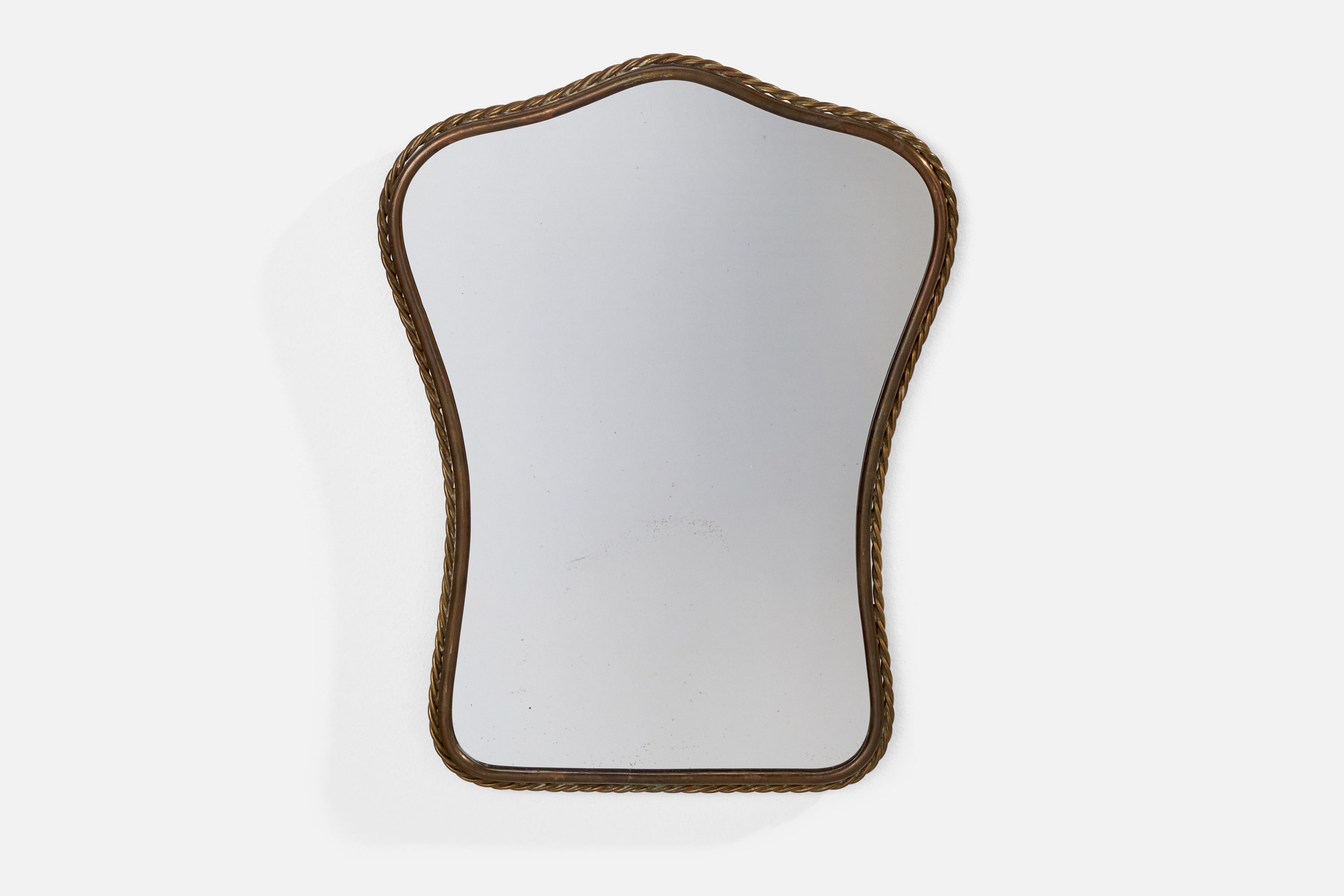 Italienischer Designer, Wandspiegel, Messing, Spiegelglas, Italien, 1940er Jahre