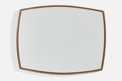 Diseñador italiano, Espejo de pared, Latón, Espejo de cristal, Italia, Años 50