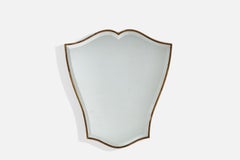 Italian Designer, Wall Mirror, Brass, Mirror Glass, Italy, 1950s