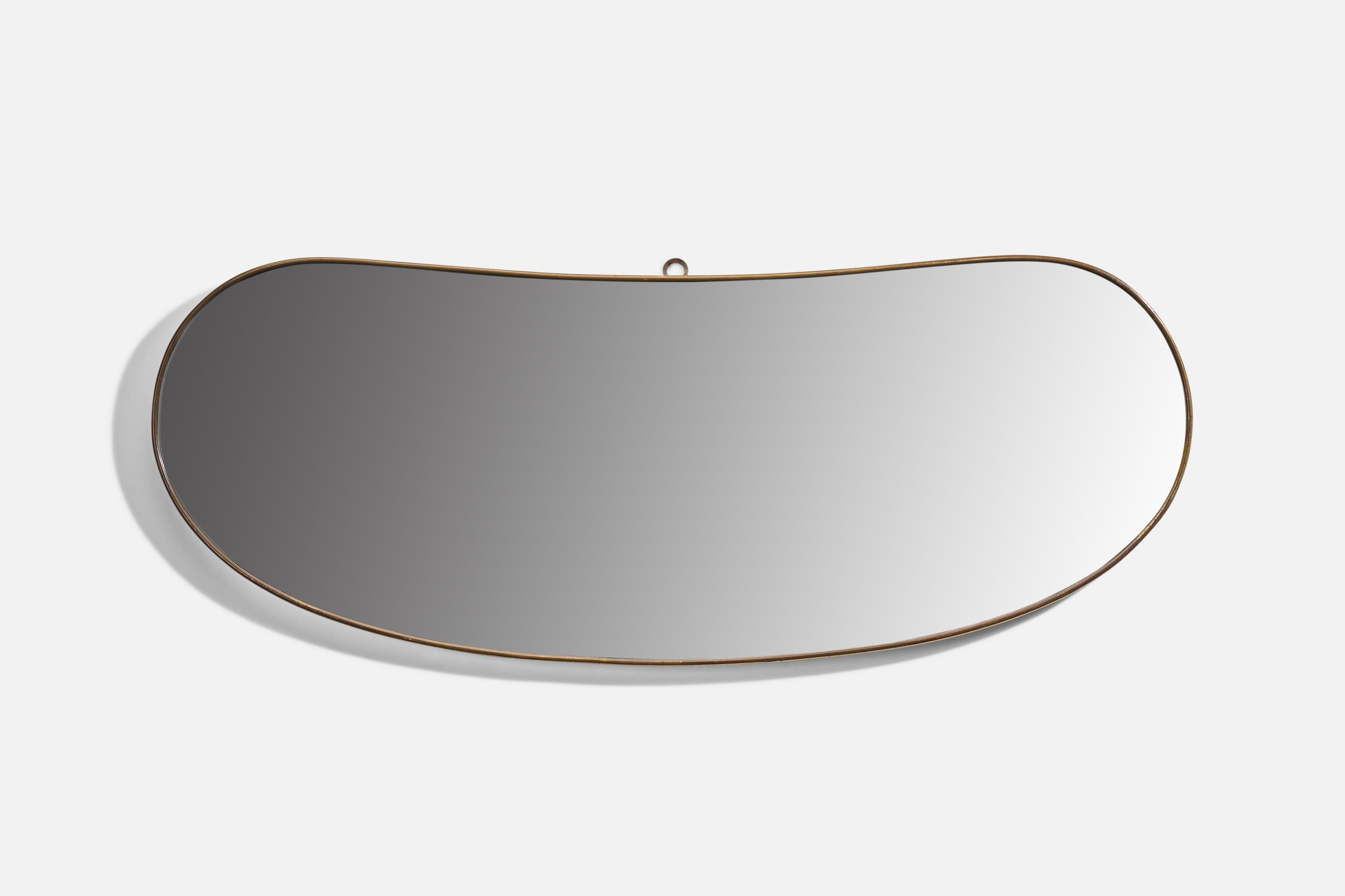 A brass wall mirror designed and produced in Italy, 1950s.