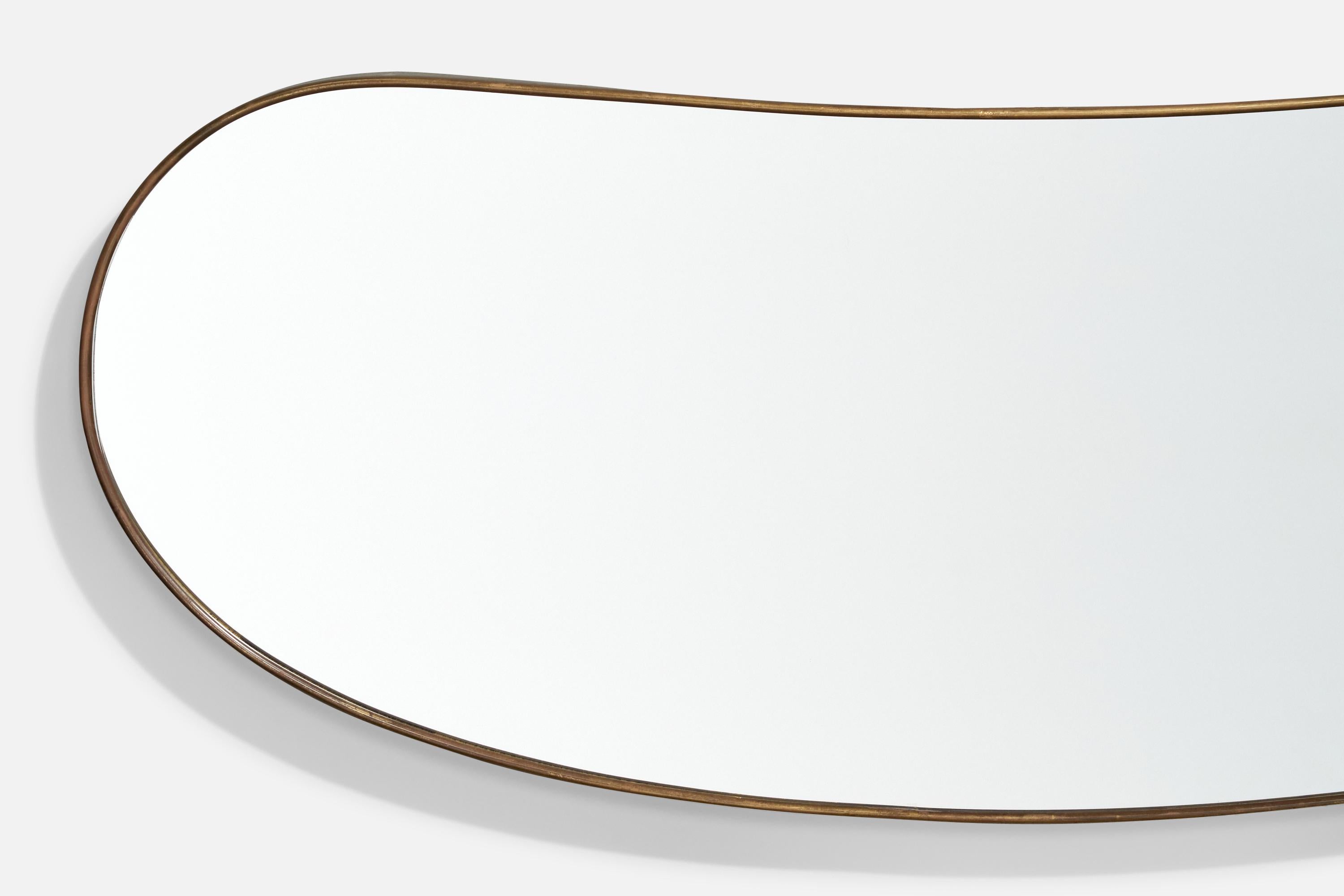Laiton Designer italien, miroir mural, laiton, miroir en verre, Italie, années 1950 en vente