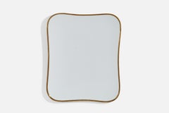 Diseñador italiano, Espejo de pared, Latón, Espejo de cristal, Italia, Años 50
