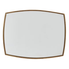 Diseñador italiano, Espejo de pared, Latón, Espejo de cristal, Italia, Años 50