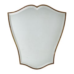 Italian Designer, Wall Mirror, Brass, Mirror Glass, Italy, 1950s